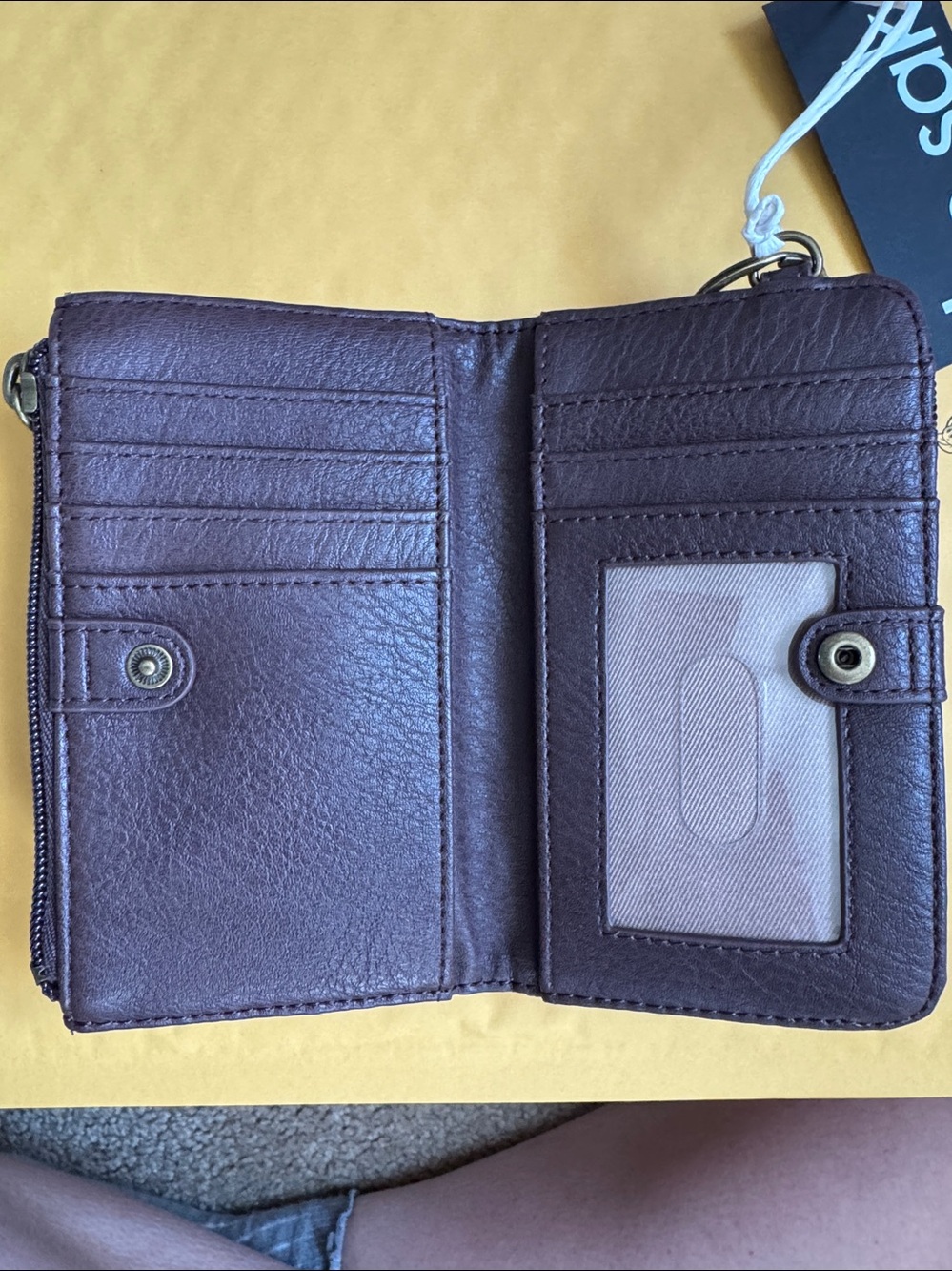 The Sak Crochet Checkerboard Card Wallet - Dark Brown & Light Taupe - Picture 3 of 7